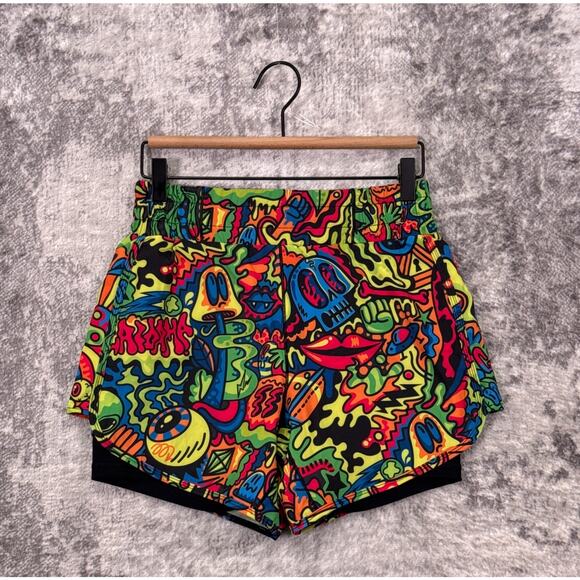 Gaidama Jiu Jitsu Shorts Small Men Psychedelic Wotto Doodle Built In Liner - Picture 1 of 6